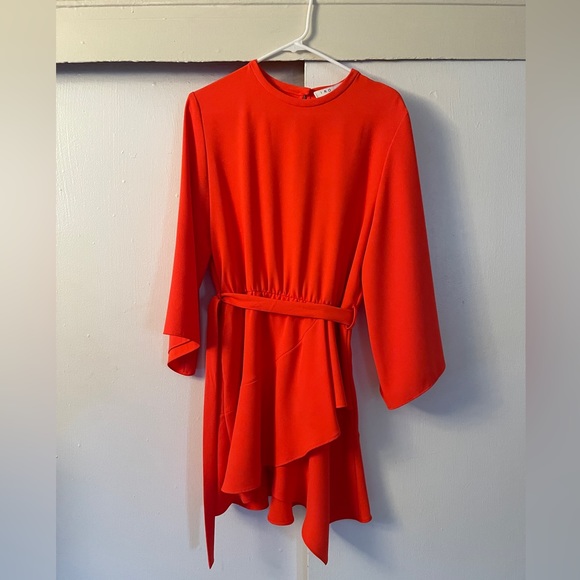 Orange silk dress with ruffles and bell sleeve from IRO size US 4 - Picture 2 of 5